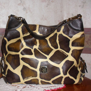 Dooney & Bourke Giraffe Print Hobo Bag - Brown and Cream